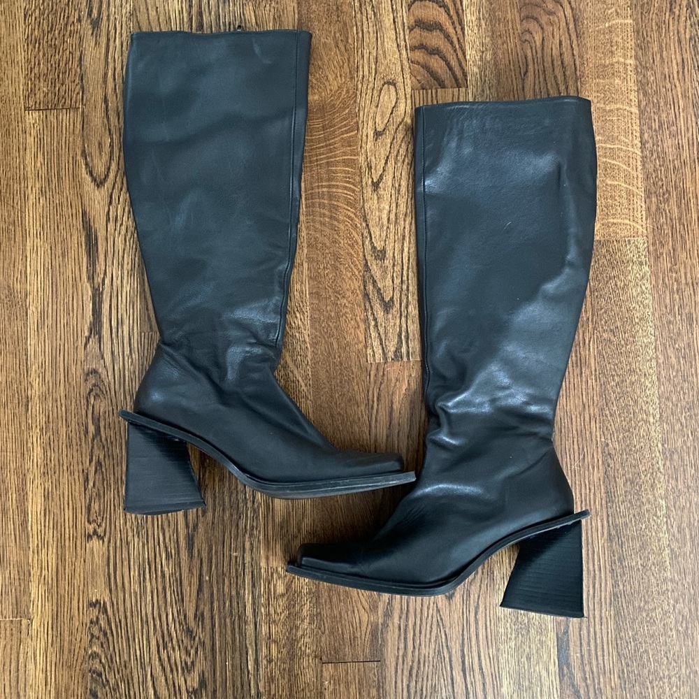 Top shop Leather Black Knee-High  Boots